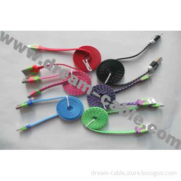 Flat Fabric Textile USB2.0 Micro USB Cable for Samsung Phone (YTX341)
